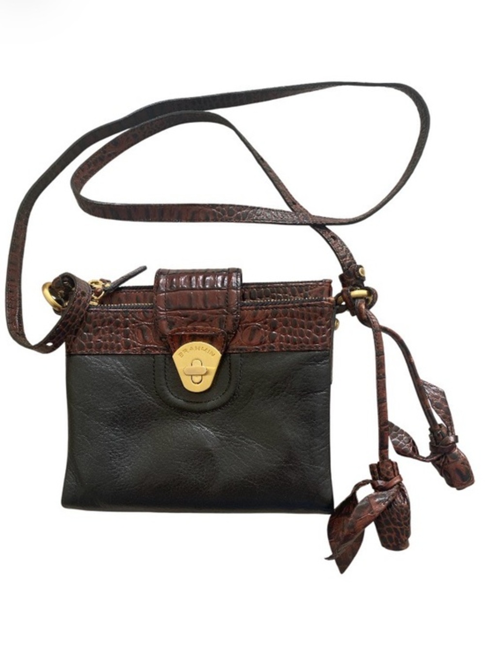 Brahmin Melbourne Mojito Tuscan Melbourne Leather Croc Crossbody black/brown